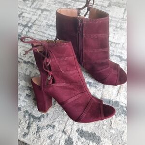 XOXO Burgundy Heeled Ankle Boots